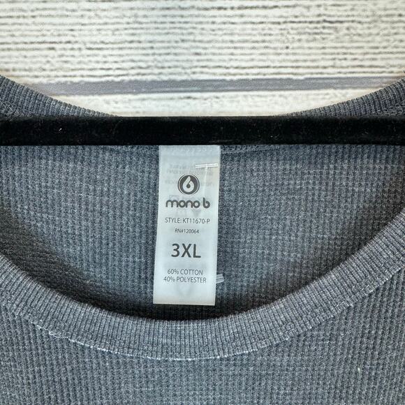 Mono B Plus Size Active Gray Waffle Knit Long Sleeve Top Size 3XL - Picture 2 of 7